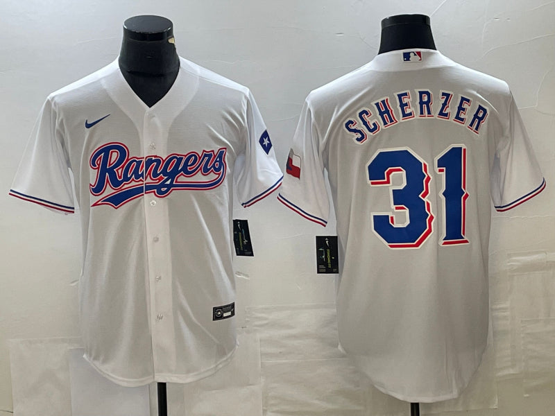 Men’s Texas Rangers Max Scherzer #31 White Home Jersey