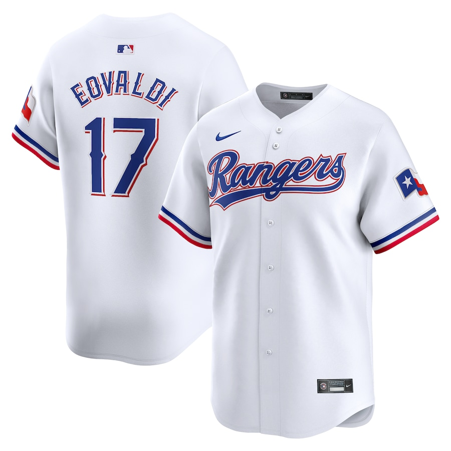 Men’s Texas Rangers Nathan Eovaldi #17 White Home Limited Jersey
