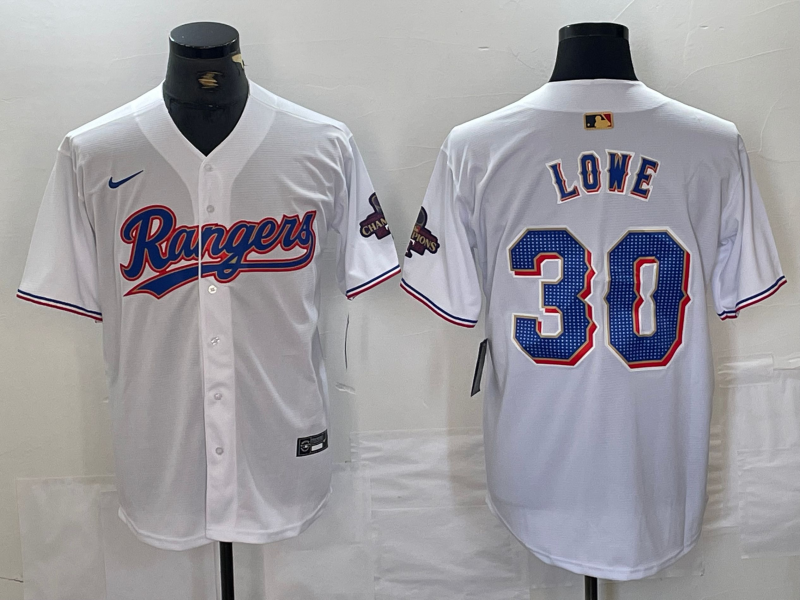 Men’s Texas Rangers Nathaniel Lowe #30 White 2024 Gold Collection Limited Jersey