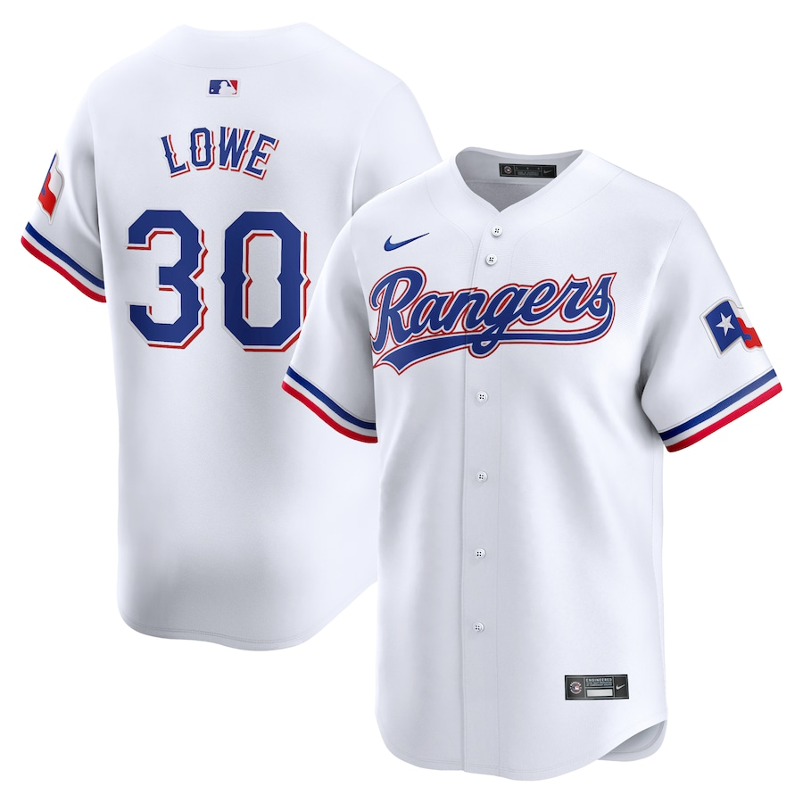 Men’s Texas Rangers Nathaniel Lowe #30 White Home Limited Jersey