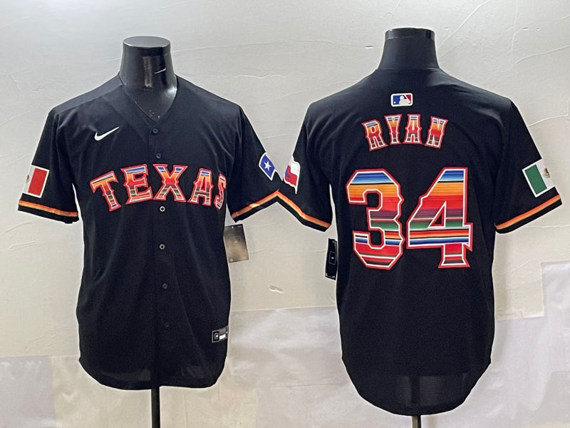Men’s Texas Rangers Nolan Ryan #34 Black Jersey