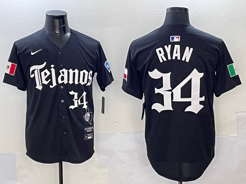 Men’s Texas Rangers Nolan Ryan #34 Black Jersey
