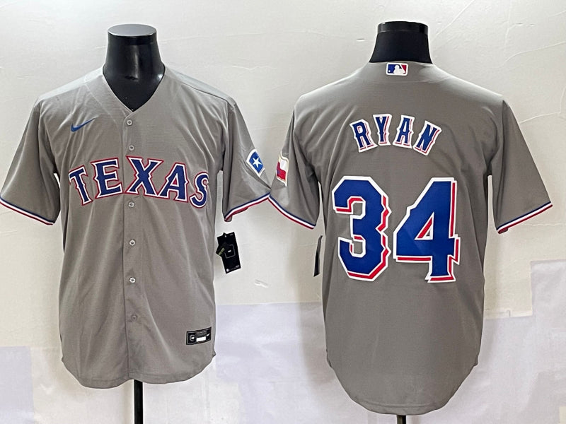 Men’s Texas Rangers Nolan Ryan #34 Gray Jersey