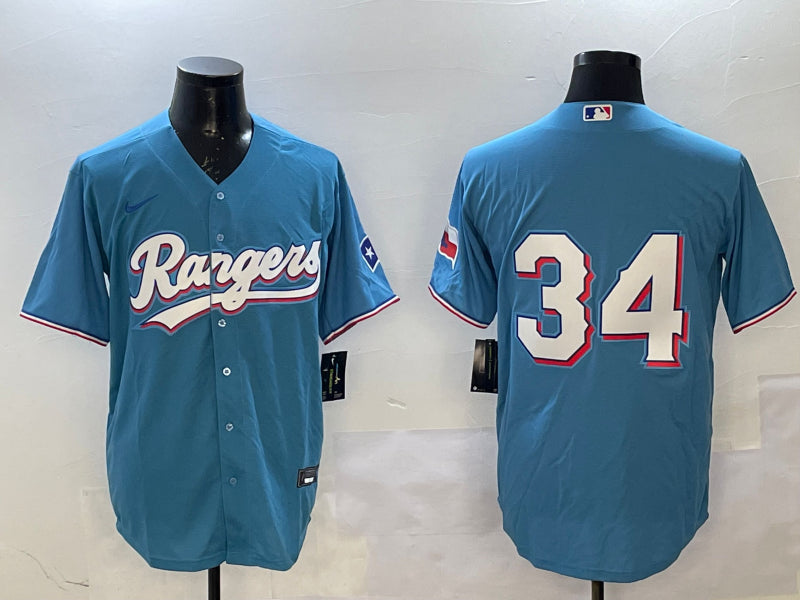 Men’s Texas Rangers Nolan Ryan #34 Light Blue Jersey