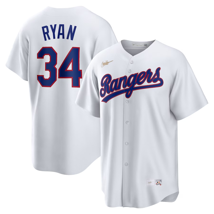 Men’s Texas Rangers Nolan Ryan #34 White Home Cooperstown Collection Jersey