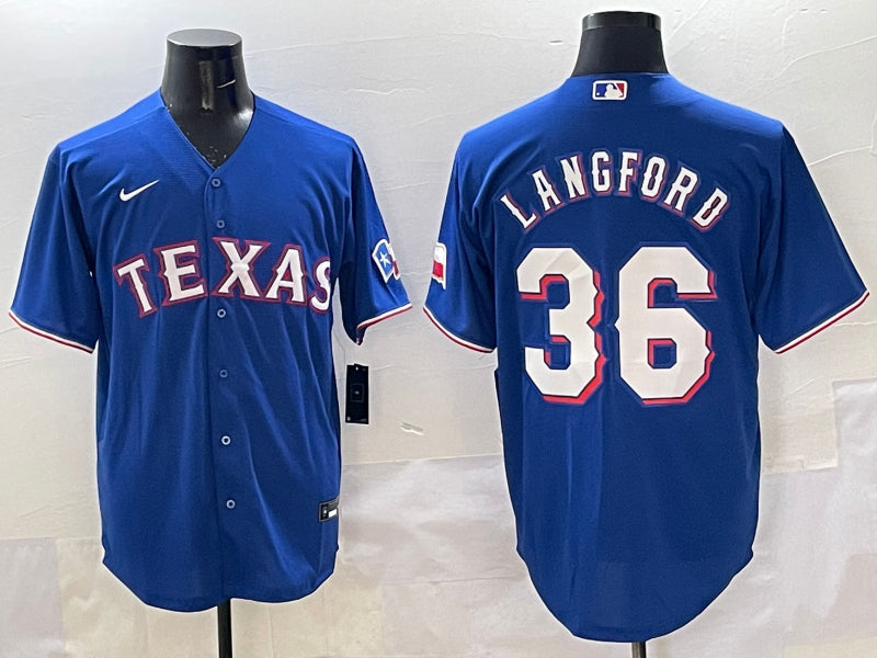 Men’s Texas Rangers Wyatt Langford #36 Royal Limited Jersey
