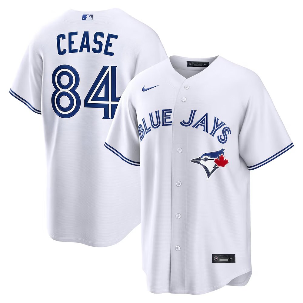Men’s Toronto Blue Jays #84 Dylan Cease White Cool Base Stitched Jersey
