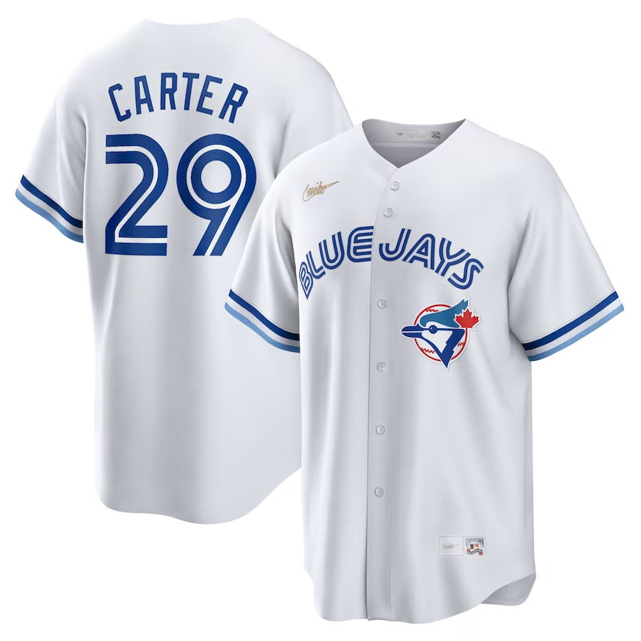 Men’s Toronto Blue Jays Joe Carter #29 White Home Cooperstown Collection Jersey
