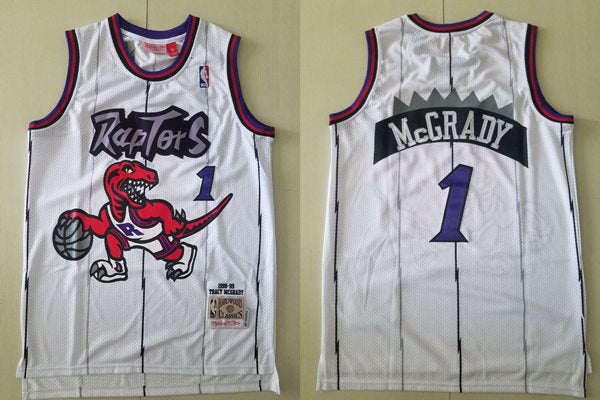 Men’s Toronto Raptors #1 Tracy McGrady 1998-99 White Mitchell & Ness Hardwood Classic Jersey