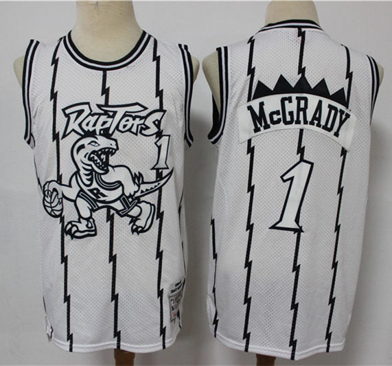 Men’s Toronto Raptors #1 Tracy McGrady WhiteOut Mitchell & Ness Hardwood Classics Concord Collection Jersey