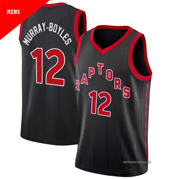 Mens Toronto Raptors #12 Collin Murray-Boyles Black Statement Edition Jersey