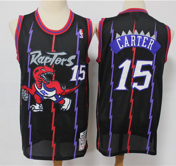 Men’s Toronto Raptors #15 Vince Carter Mitchell & Ness Black Hardwood Classics Reload Jersey