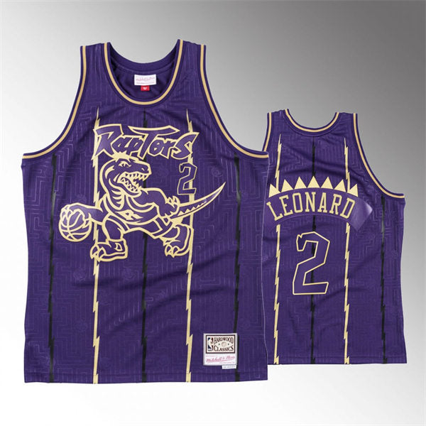 Men’s Toronto Raptors #2 Kawhi Leonard Purple Gold Chinese New Year Hardwood Classics Jersey