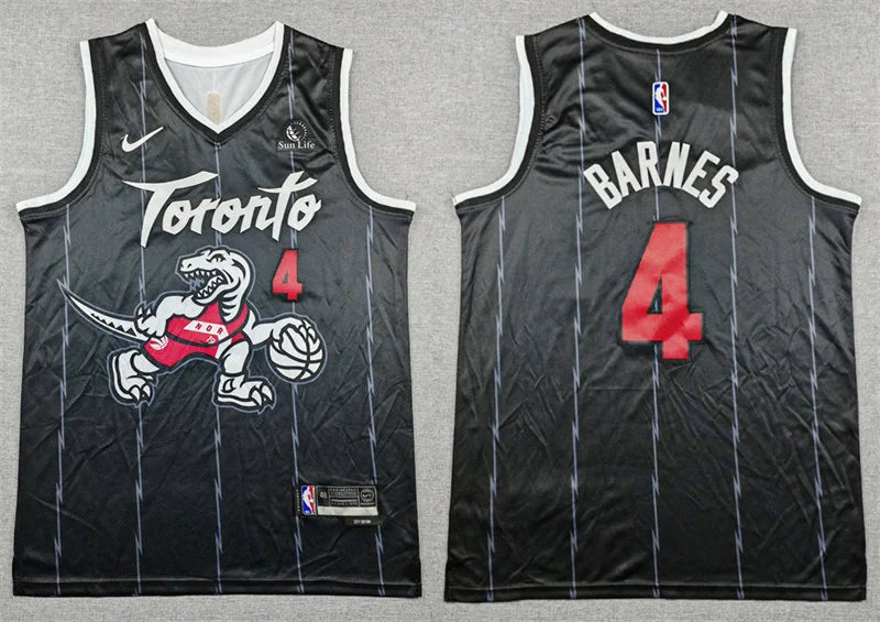 Mens Toronto Raptors #4 Scottie Barnes Black 2025-26 City Edition Swingman Jersey