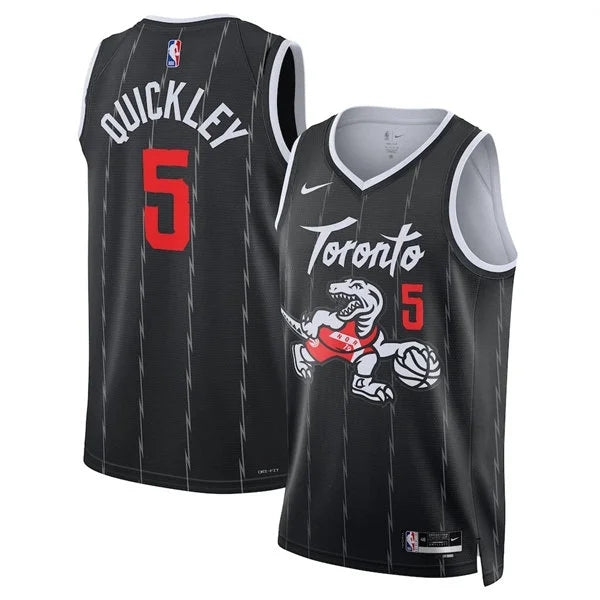 Mens Toronto Raptors #5 Immanuel Quickley Black 2025-26 City Edition Swingman Jersey