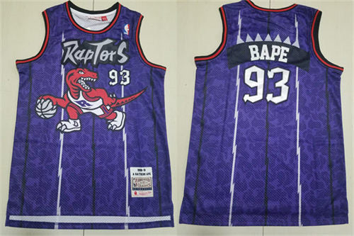 Mens Toronto Raptors #93 BAPE X MITCHELL NESS Hardwood Classics Swingman Jersey – Purple