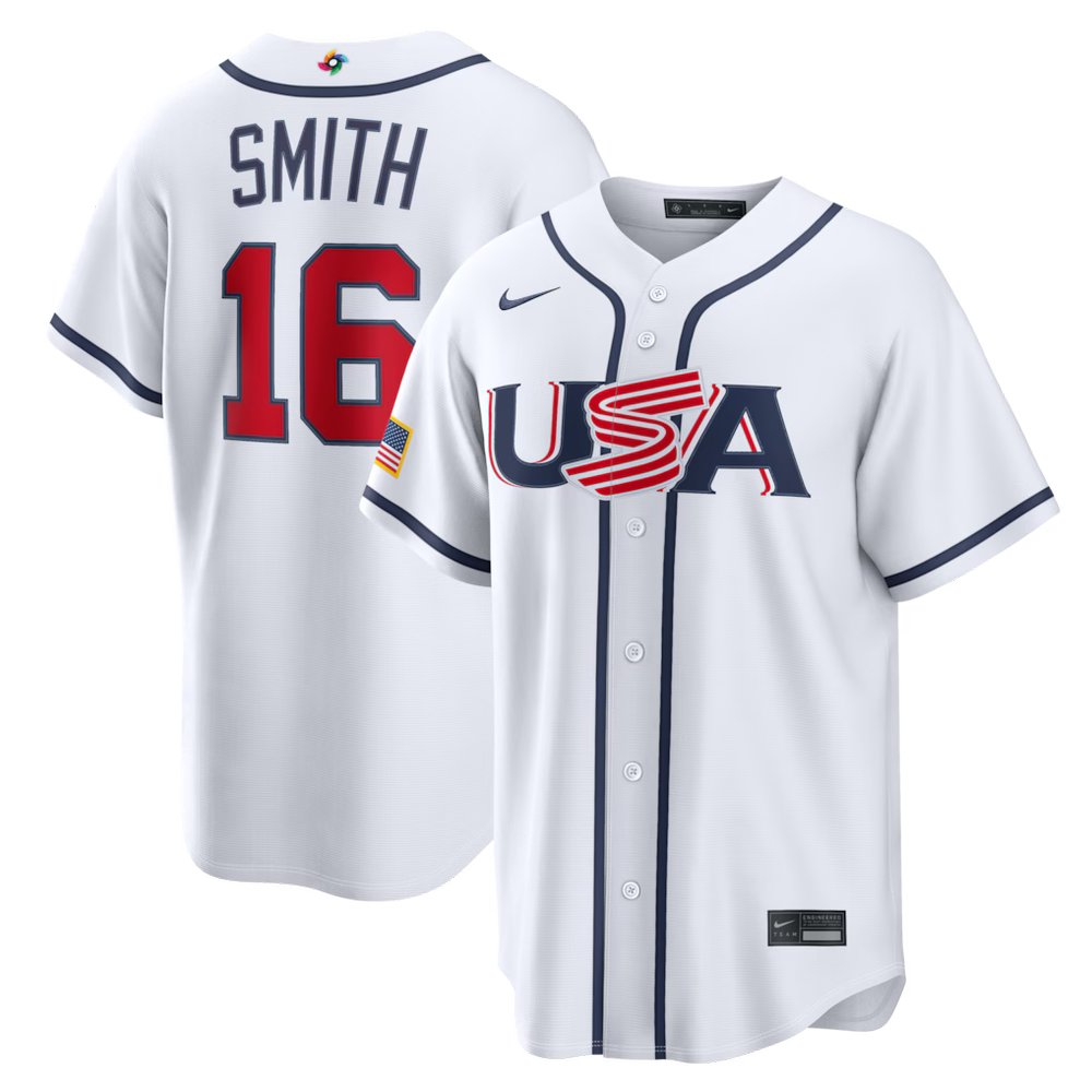 Men’s USA Baseball #16 Will Smith White 2026 World Baseball Classic Home Stadium Jersey