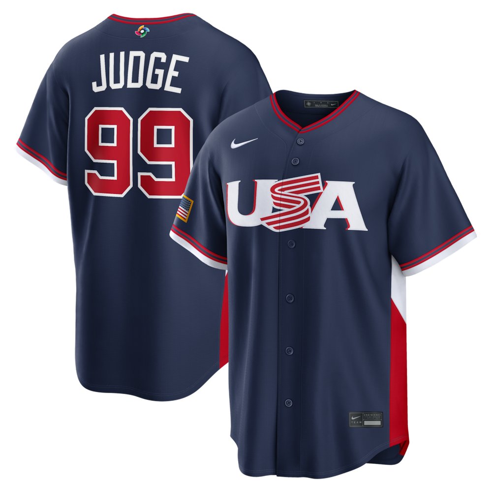 Men’s USA Baseball #99 Aaron Judge Navy 2026 World Baseball Classic Home Stadium Jersey