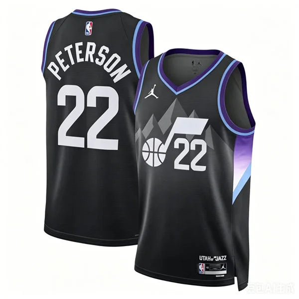 Mens Utah Jazz #22 Darryn Peterson Black Statement Edition Swingman Jersey