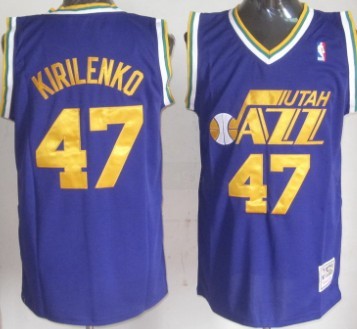 Men’s Utah Jazz #47 Andrei Kirilenko Purple Throwback Authentic Jersey
