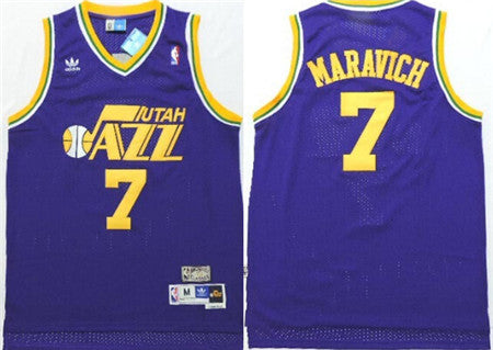 Men’s Utah Jazz #7 Pete Maravich Purple Throwback Swingman Jersey