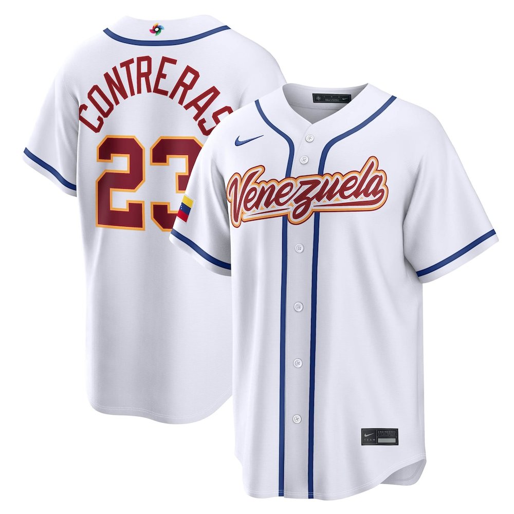 Men’s Venezuela Baseball #23 William Contreras White 2026 World Baseball Classic Home Stadium Jersey