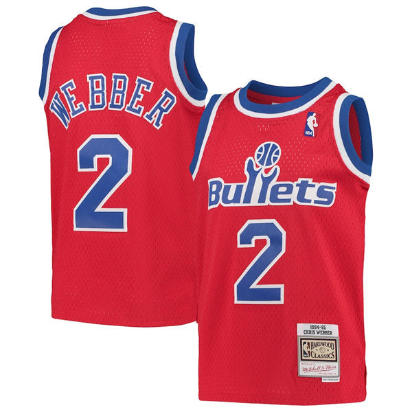 Men’s Washington Bullets #2 Chris Webber Red Washington Bullets 1994-95 Hardwood Classics Swingman Jersey