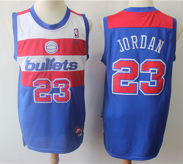 Men’s Washington Bullets #23 Michael Jordan Nike Blue Throwback Jersey