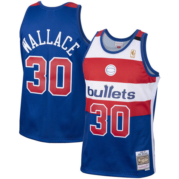 Men’s Washington Bullets #30 Ben Wallace Royal Washington Bullets 2001-02 Hardwood Classics Swingman Jersey