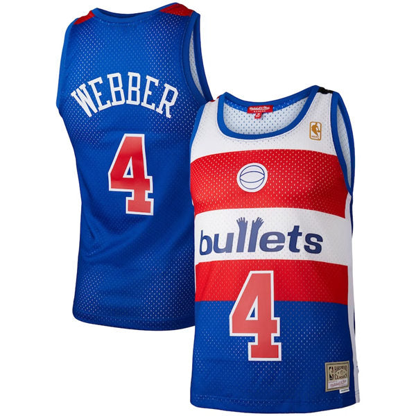 Men’s Washington Bullets #4 Chris Webber Blue Washington Bullets Hardwood Classics 1996-97 Swingman Jersey