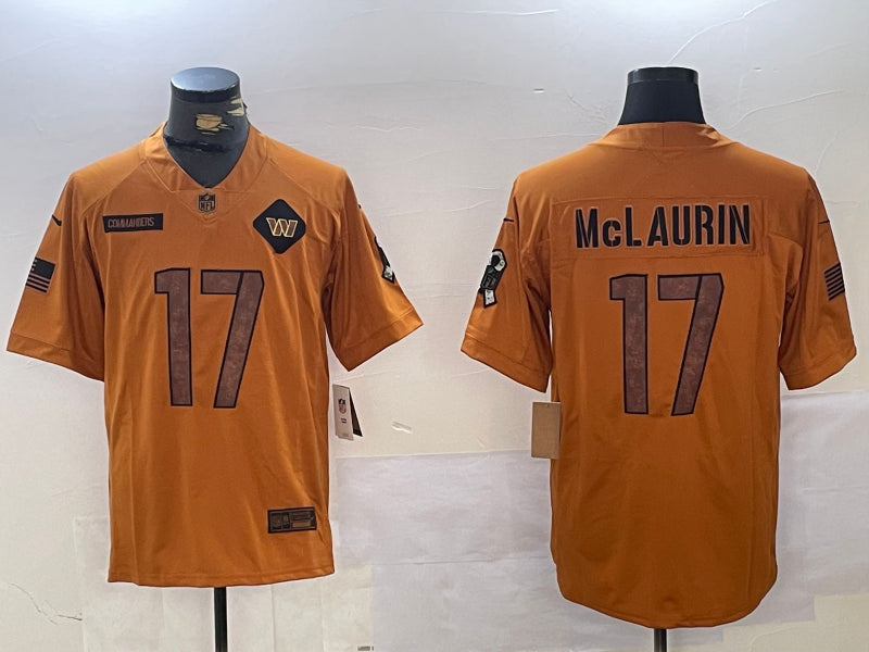 Men’s Washington Commanders Terry McLaurin #17 Brown Salute To Service Limited Jersey