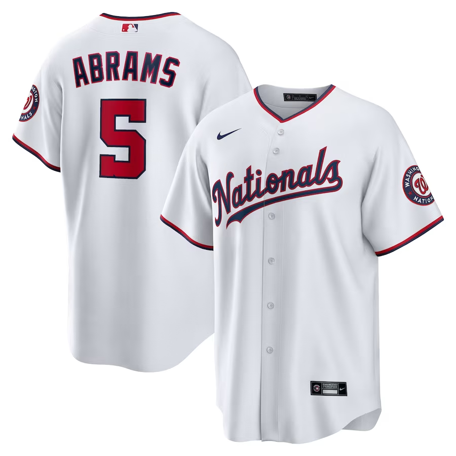 Men’s Washington Nationals CJ Abrams #5 White Home Jersey