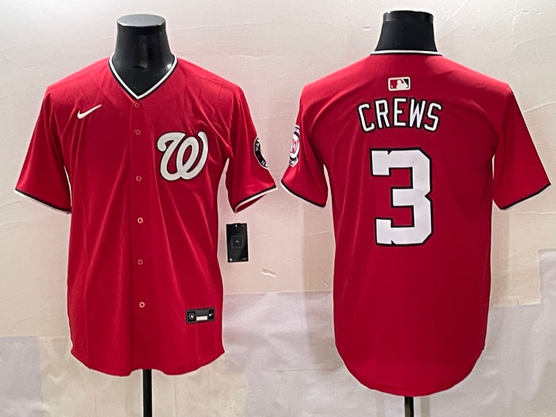 Men’s Washington Nationals Dylan Crews #3 Red Jersey
