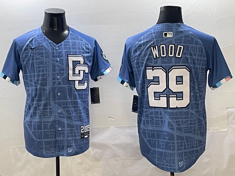 Men’s Washington Nationals James Wood #29 Blue 2025 City Connect Limited Jersey