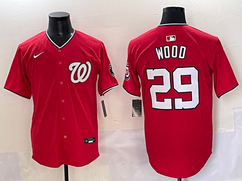 Men’s Washington Nationals James Wood #29 Red Jersey