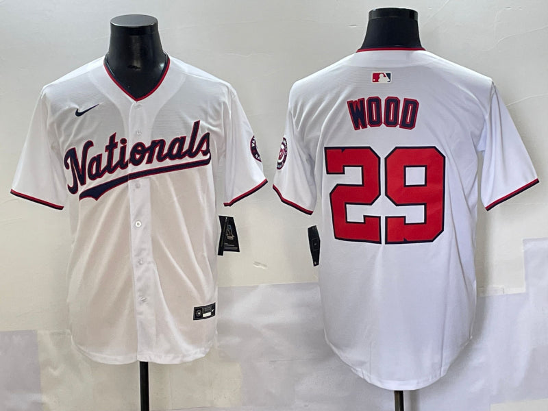 Men’s Washington Nationals James Wood #29 White Home Jersey