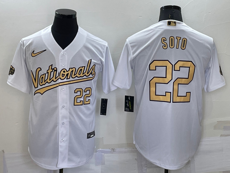 Men’s Washington Nationals Juan Soto #22 White Stitched Jersey