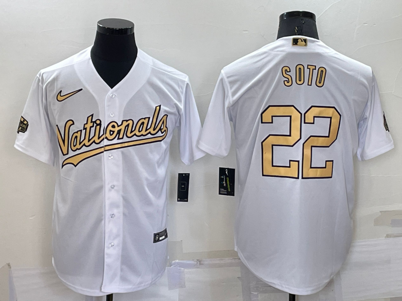Men’s Washington Nationals Juan Soto #22 White Stitched Jersey