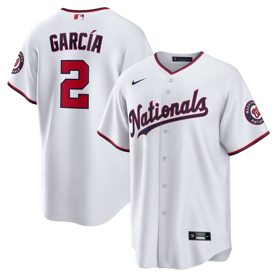 Men’s Washington Nationals Luis Garcia #2 White Home Jersey
