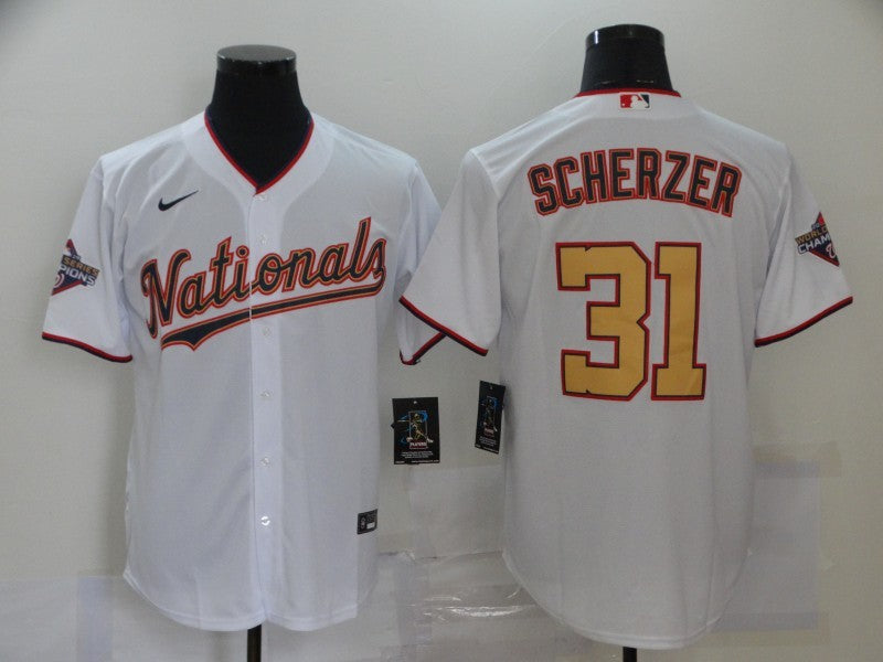 Men’s Washington Nationals Max Scherzer #31 White Stitched Jersey