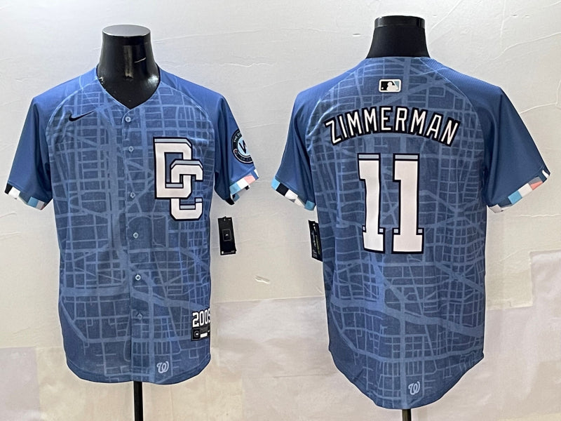 Men’s Washington Nationals Ryan Zimmerman #11 Blue 2025 City Connect Limited Jersey
