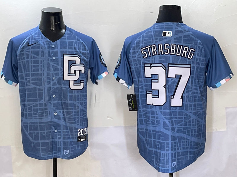 Men’s Washington Nationals Stephen Strasburg #37 Blue 2025 City Connect Limited Jersey