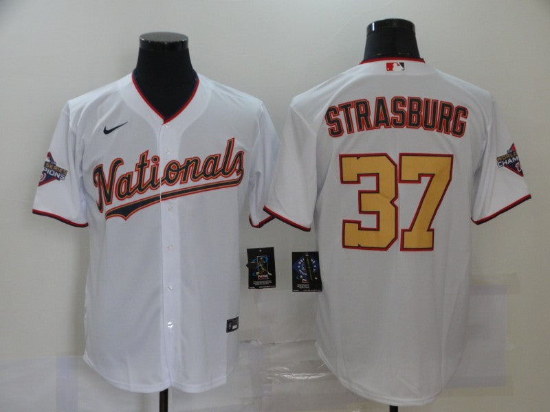 Men’s Washington Nationals Stephen Strasburg #37 White Stitched Jersey