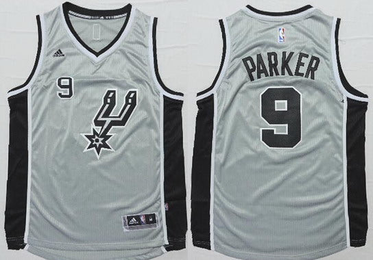 Mens’s San Antonio Spurs #9 Tony Parker Revolution 30 Swingman 2015 Gray Jersey