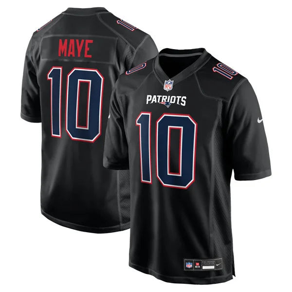 Mes New England Patriots #10 Drake Maye Nike Fashion Game Jersey – Carbon Black