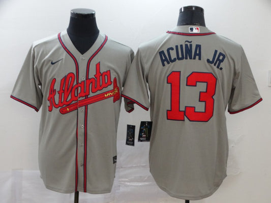 New Men’s Atlanta Braves Ronald Acuna Jr. #13 Jersey Gray