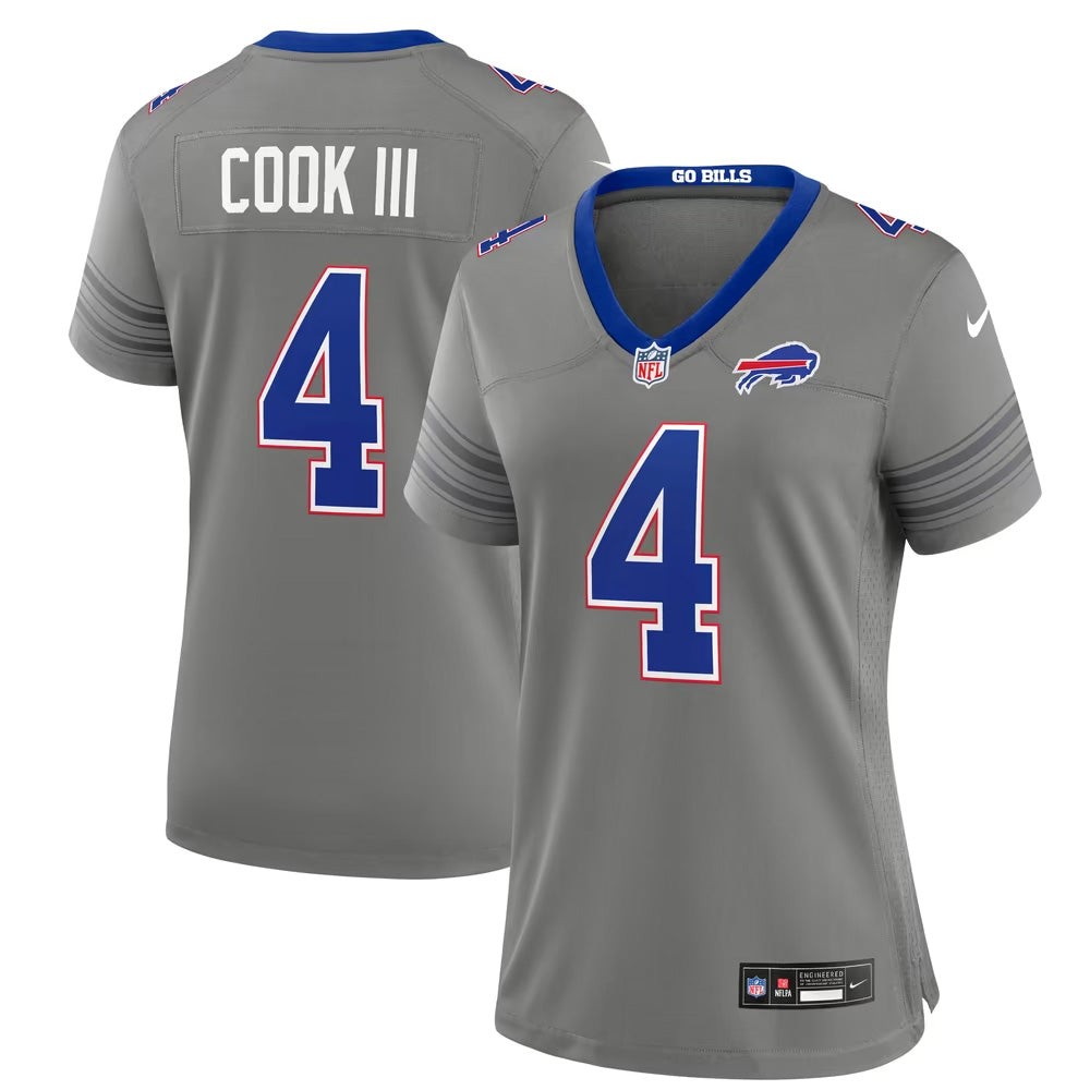 Women’s Buffalo Bills #4 James Cook III Gray Nickel City Vapor F.U.S.E. Limited Jersey