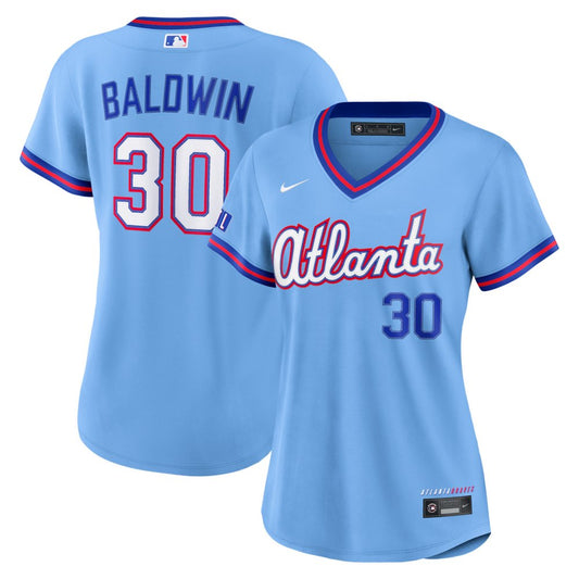Women’s Atlanta Braves #30 Drake Baldwin Nike Powder Blue 2026 City Connect Stadium Jersey