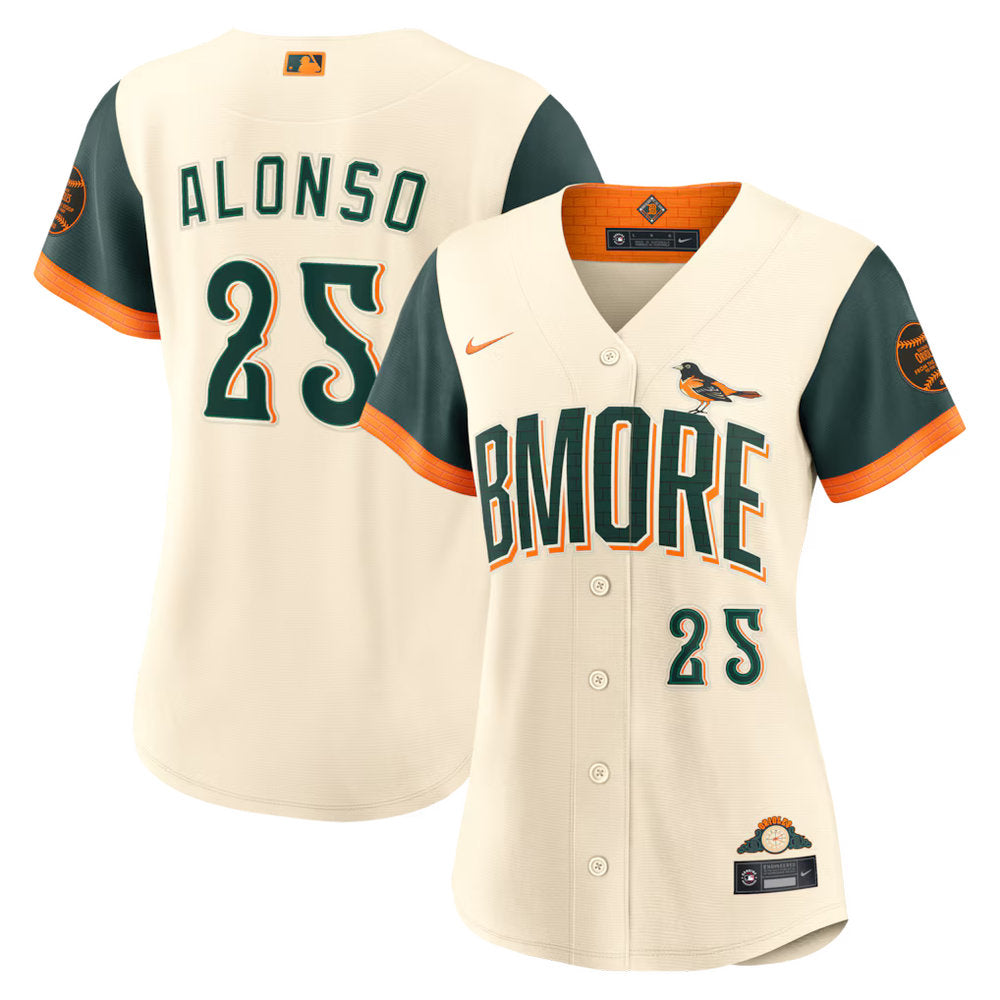Women’s Baltimore Orioles #25 Pete Alonso Nike Natural 2026 City Connect Stadium Jersey