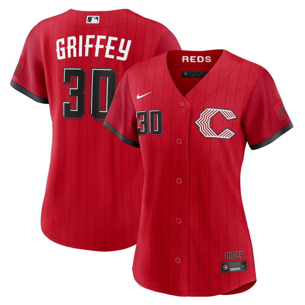 Women’s Cincinnati Reds #30 Ken Griffey Jr. Nike Red 2026 City Connect Stadium Jersey